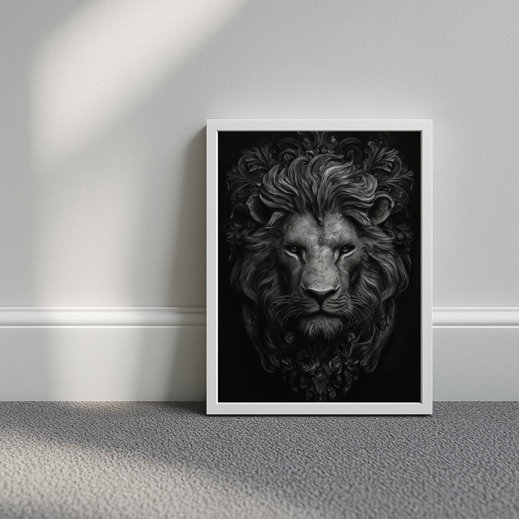 Lion Sculpture B&W poster sfeerbeeld 3