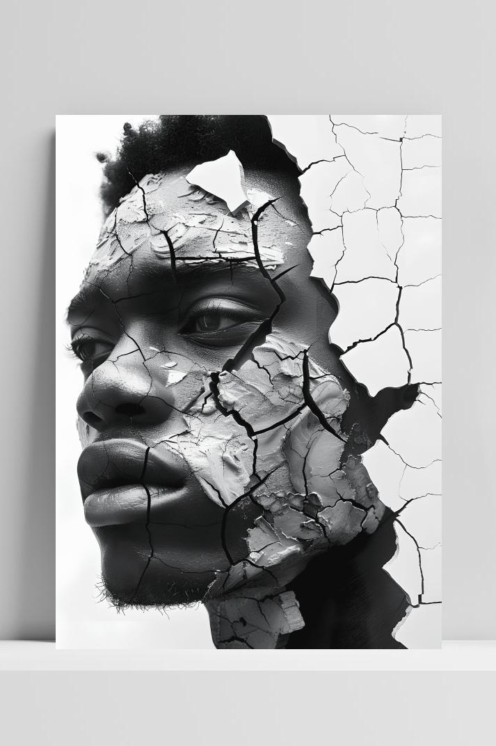 Gebroken Zwart-wit op 3mm aluminium dibond