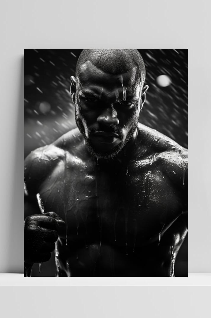 Bokser Zwart Wit op 3mm aluminium dibond