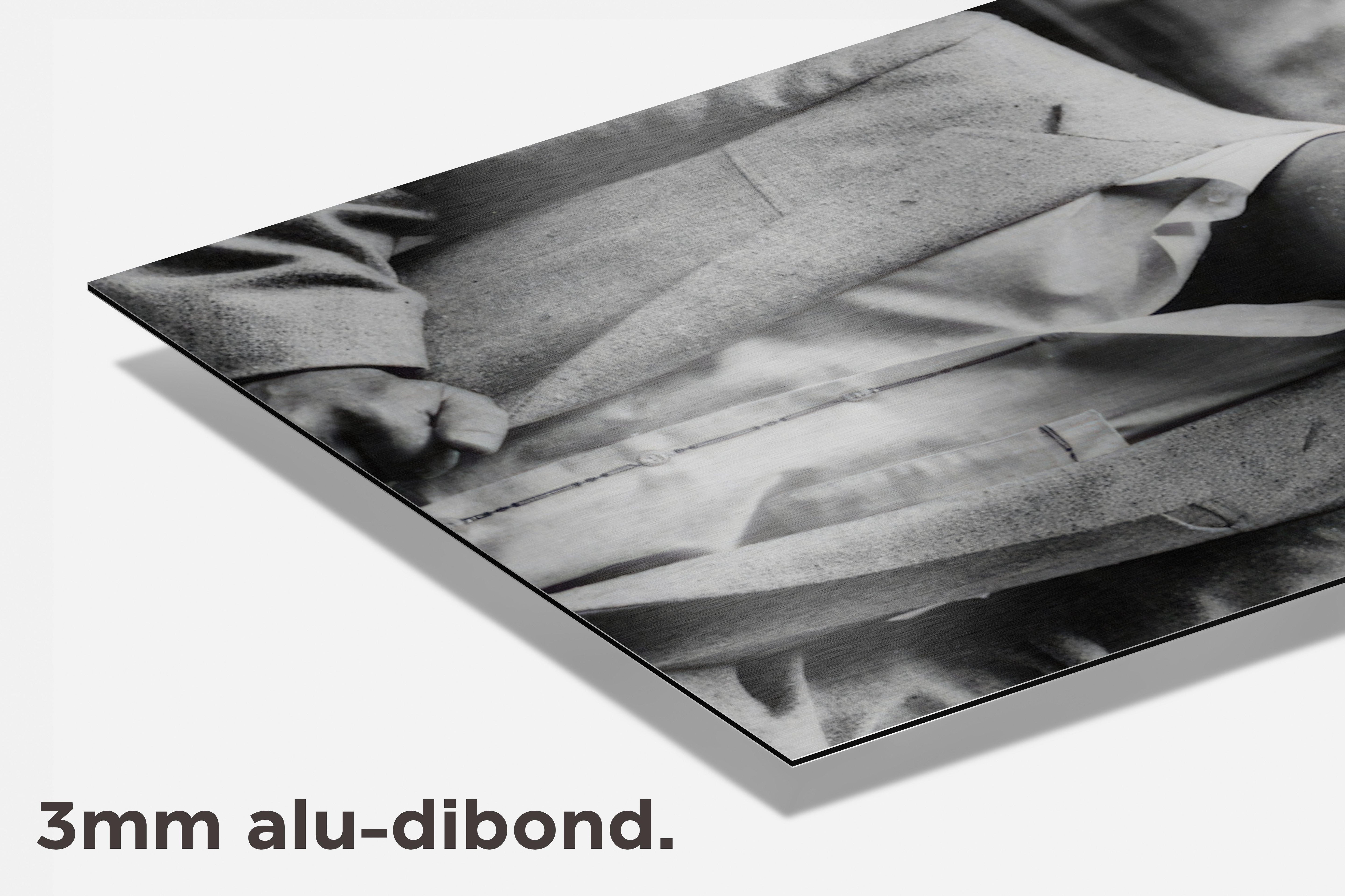 Pablo Escobar Zwart Wit dibond detail