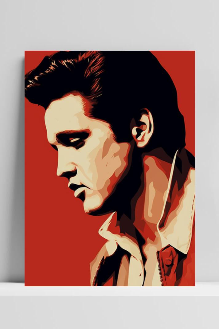 Elvis Presley Rood op 3mm aluminium dibond