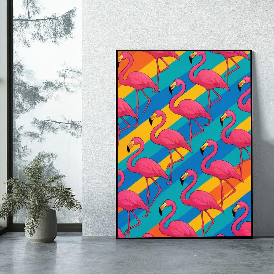 Flamingos Cartoon poster sfeerbeeld 1