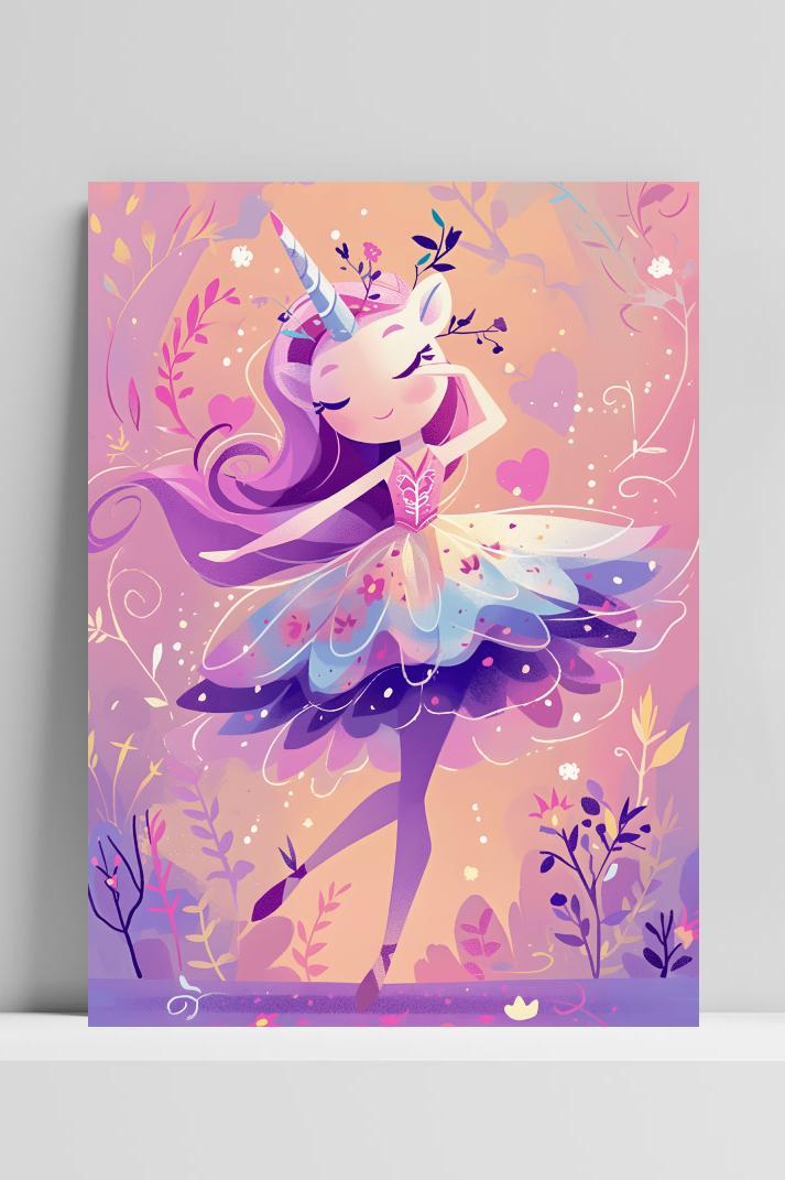 Ballerina Eenhoorn op 3mm aluminium dibond