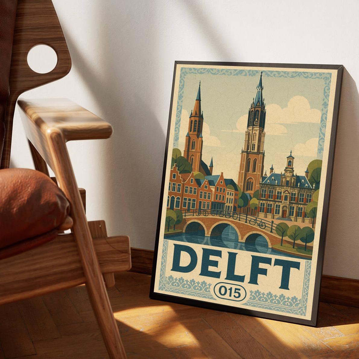 Delft Netherlands Vintage Text poster sfeerbeeld 3