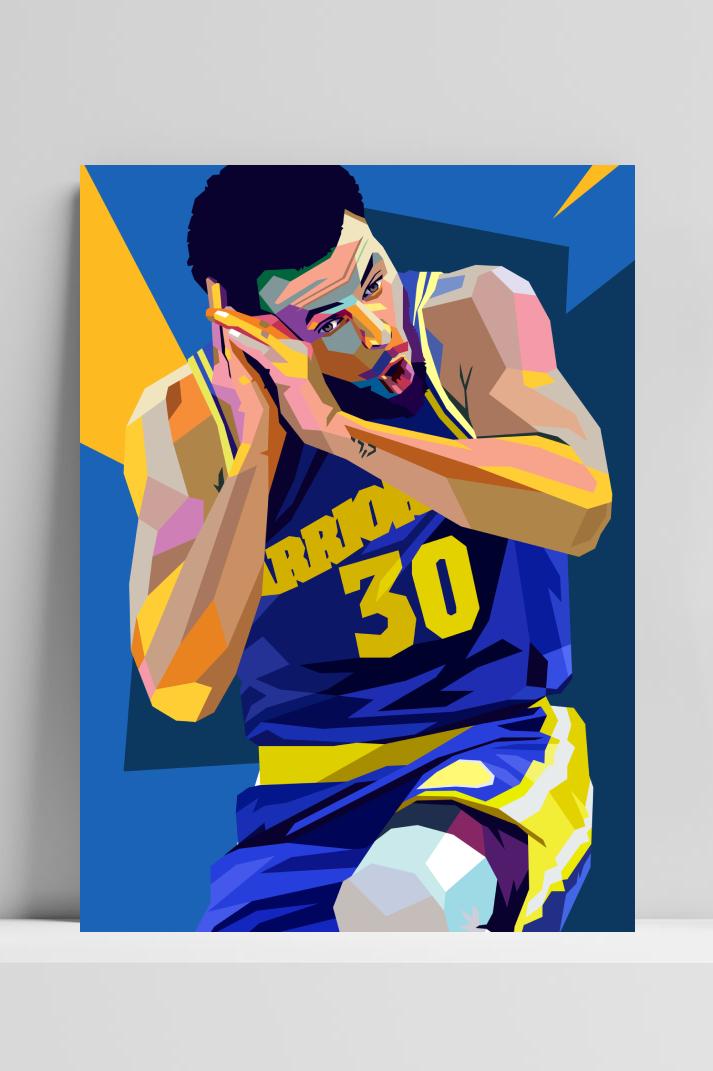 Stephan Curry op 3mm aluminium dibond