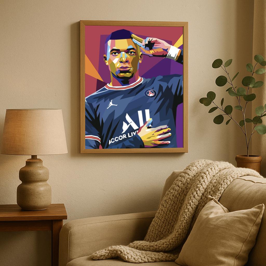 Mbappe pop art red poster sfeerbeeld 2