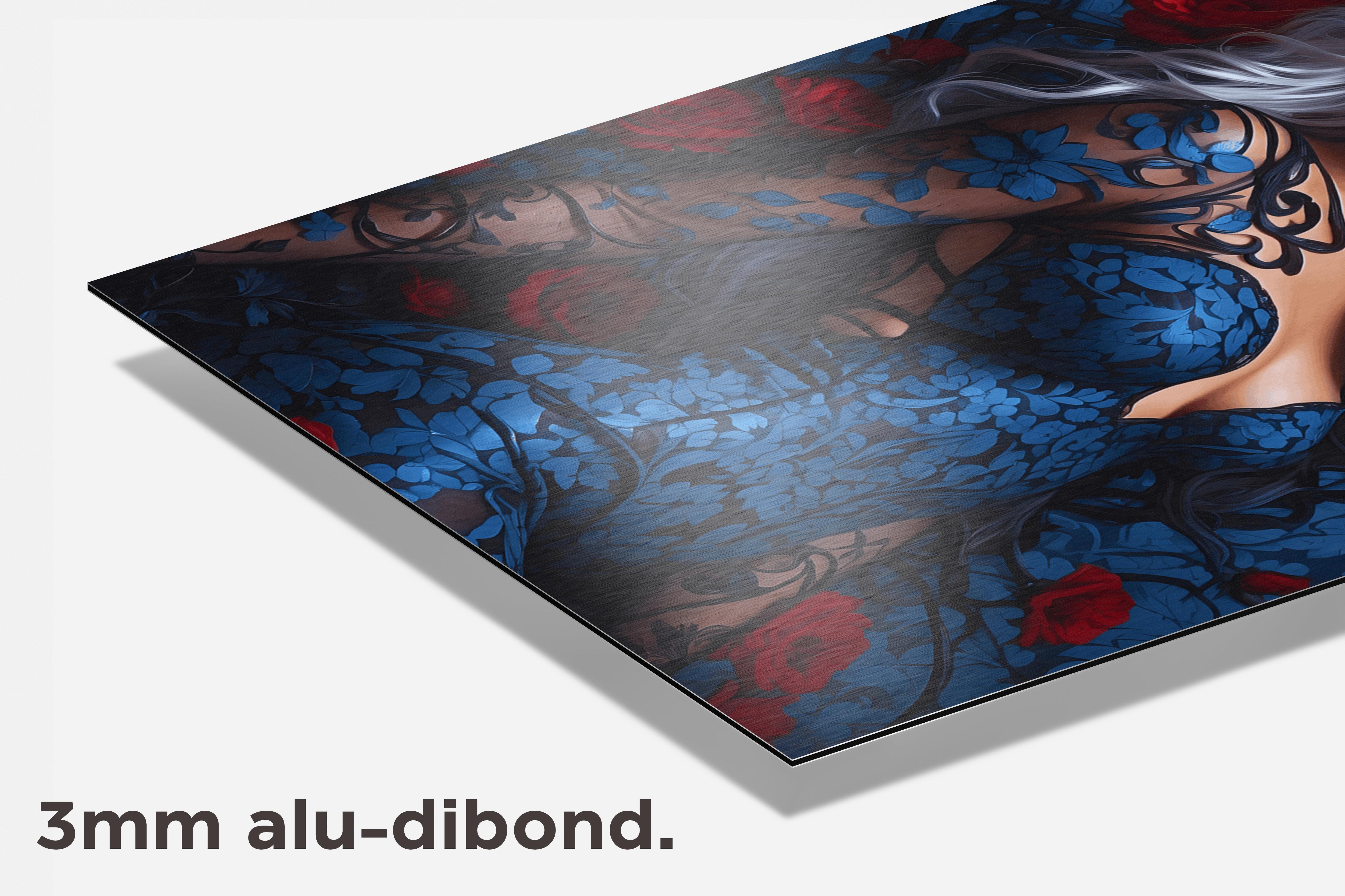 Vrouw Rozen Blauw dibond detail