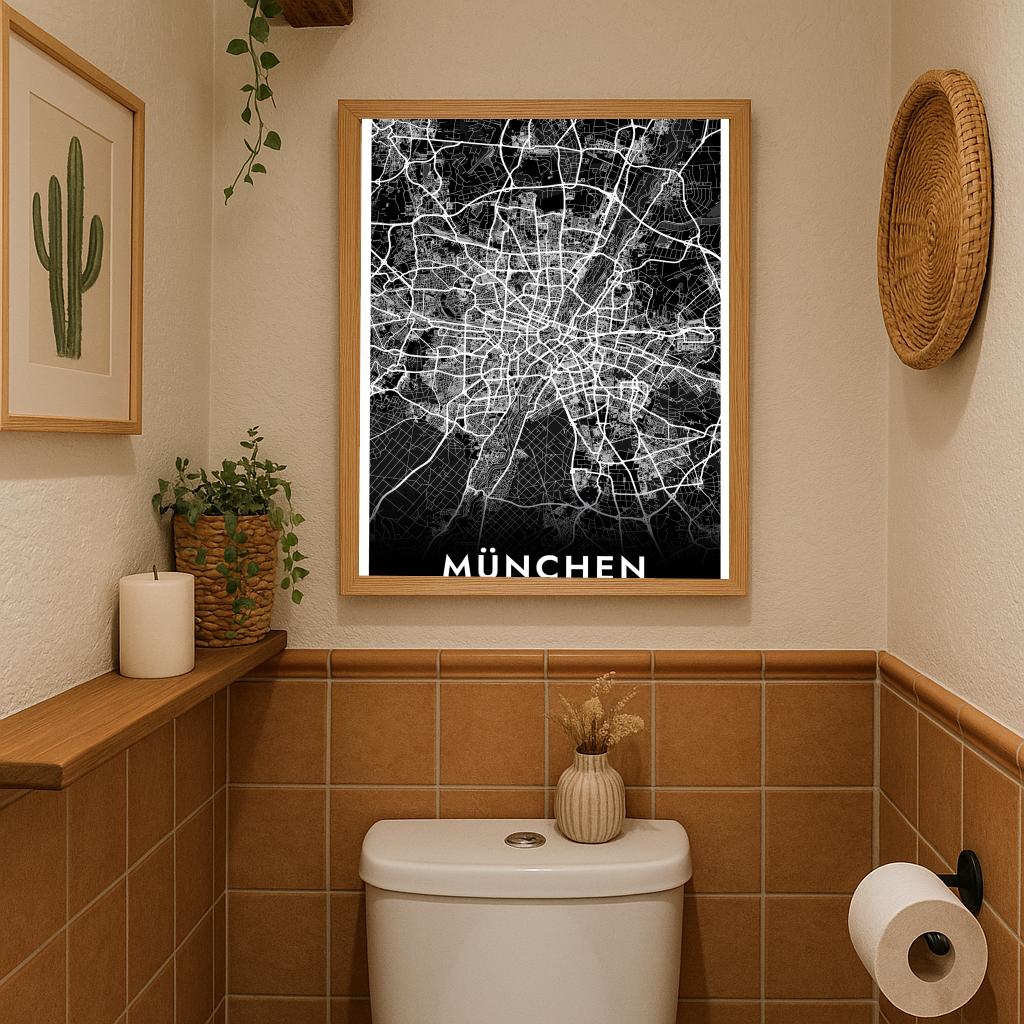 München Map Deutschland Black poster sfeerbeeld 3