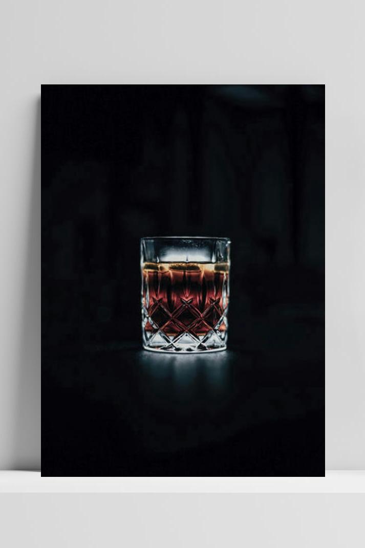 Whiskey Glas op 3mm aluminium dibond