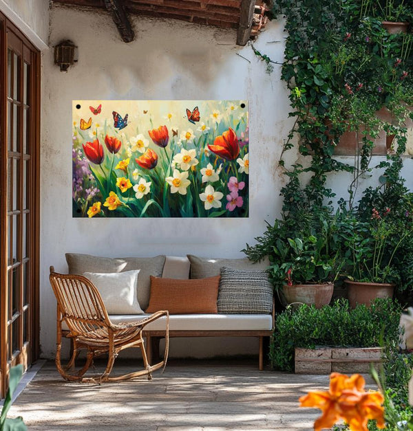 Gartenposter Blumen Schmetterlinge Poster