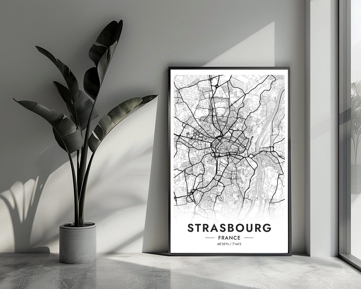 Strasbourg Map France White poster van 25 Artstreet