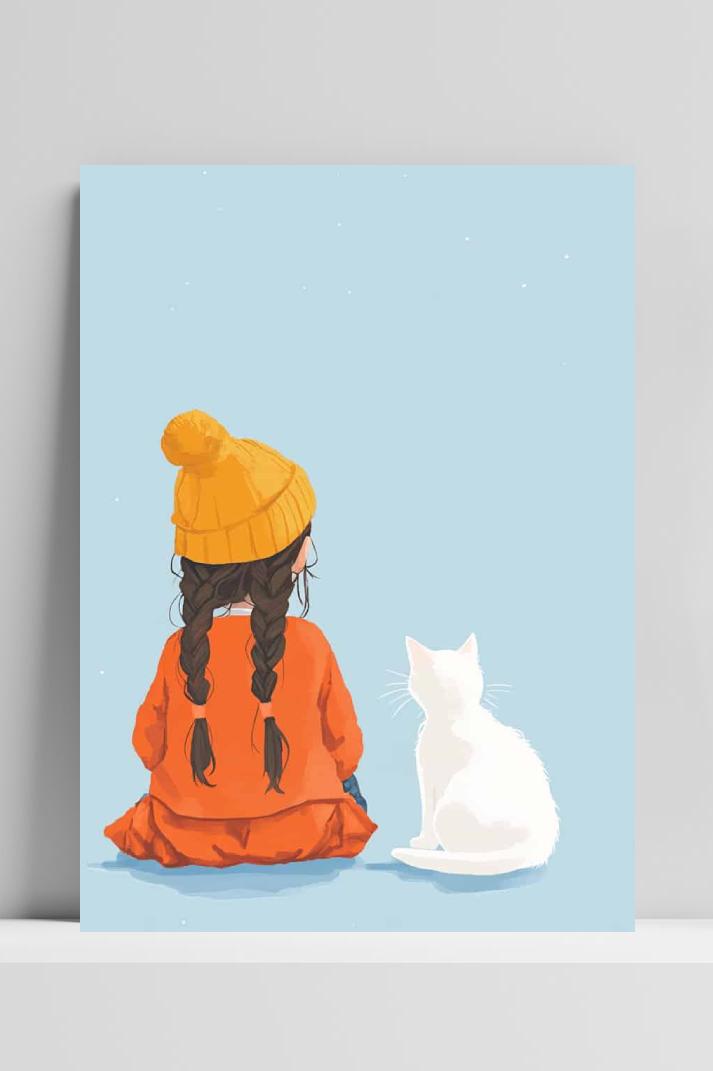 Meisje Kat op 3mm aluminium dibond