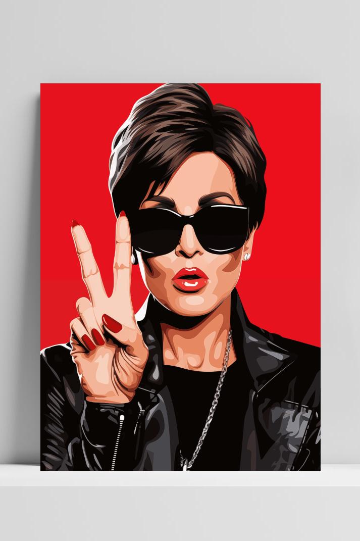 Kris Jenner Peace op 3mm aluminium dibond