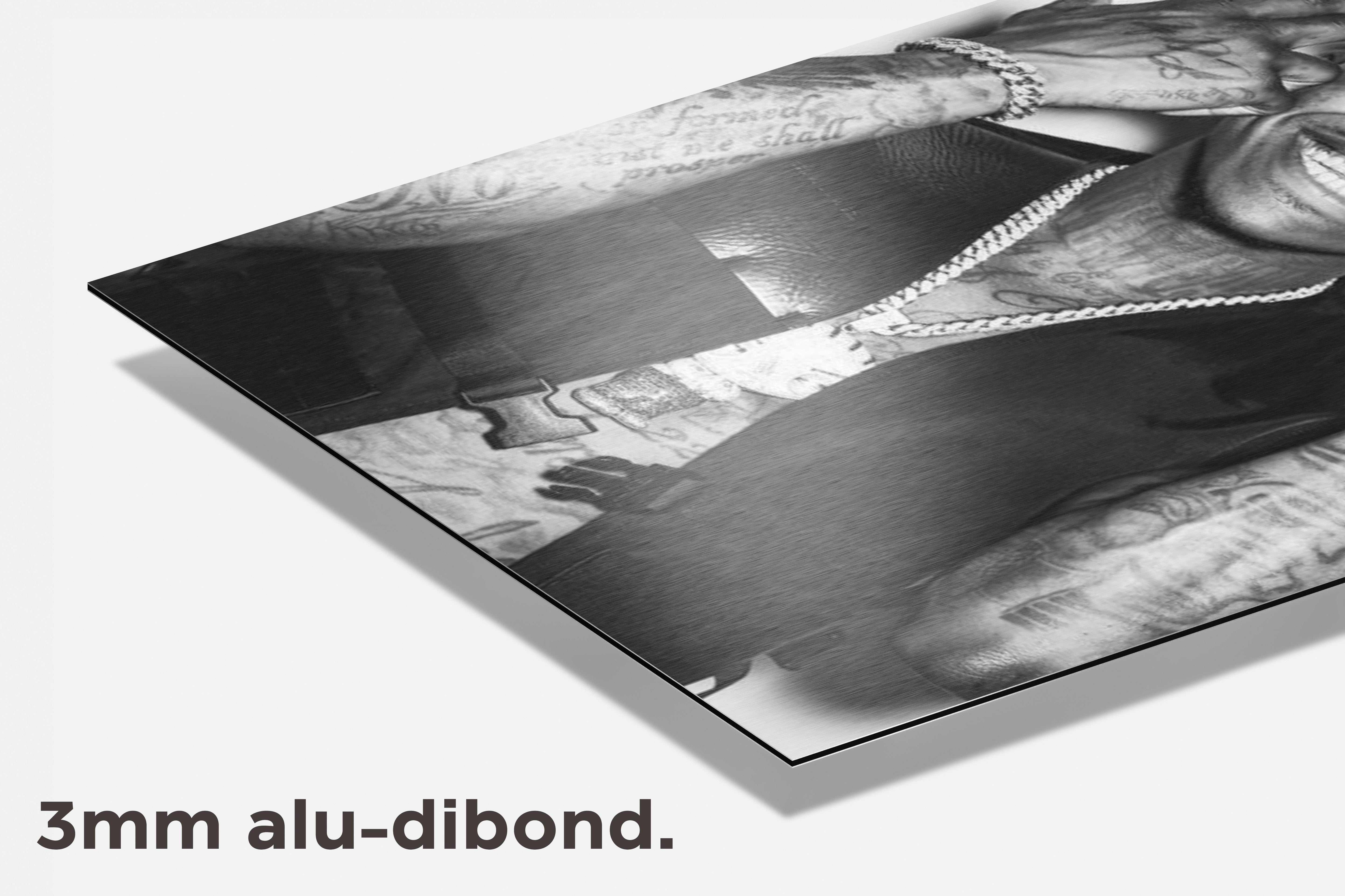 DaBaby Zwart Wit dibond detail