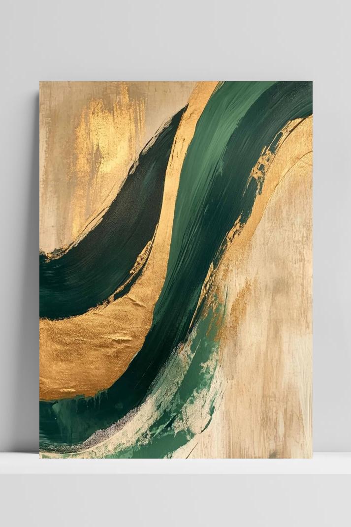 Goud Groen Kunst op 3mm aluminium dibond