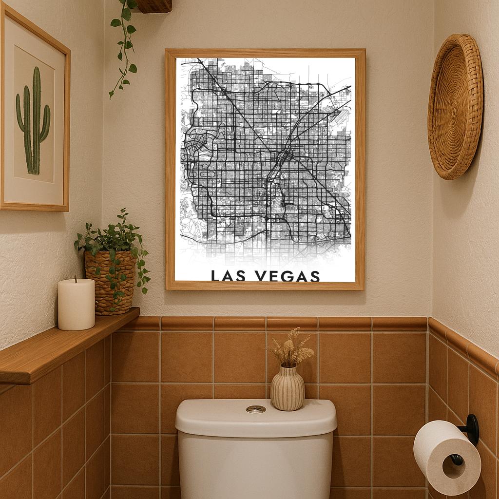 Las Vegas Map Nevada White poster sfeerbeeld 3
