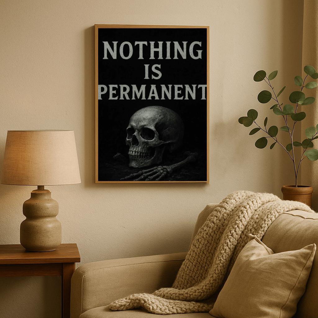 Nothing Is Permanent Text B&W poster sfeerbeeld 2
