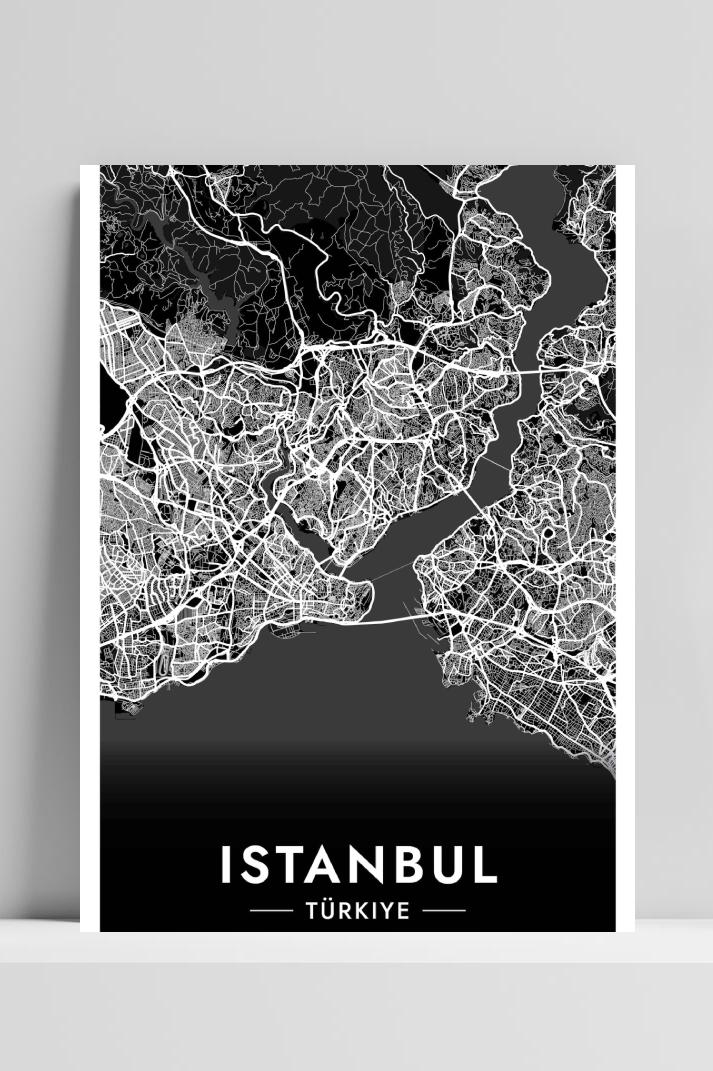 Istanbul Map op 3mm aluminium dibond