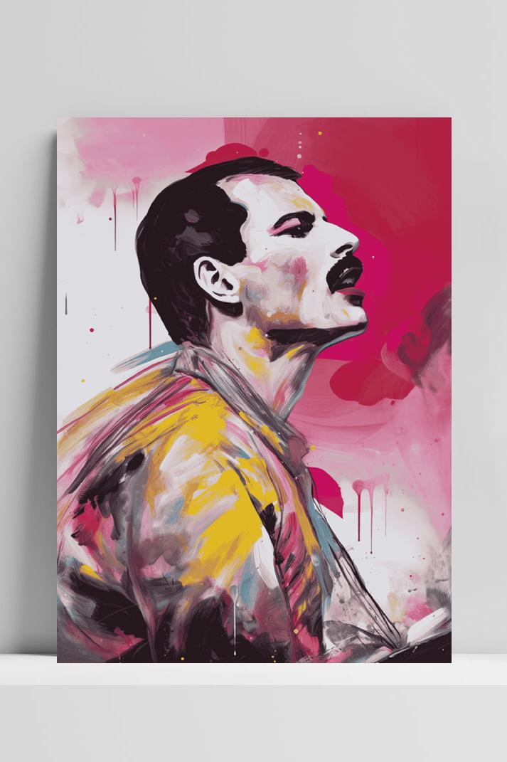 Queen Freddie Mercury op 3mm aluminium dibond