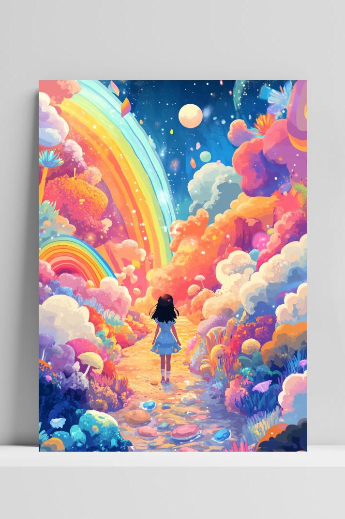 Girl Nature Colorful op 3mm aluminium dibond