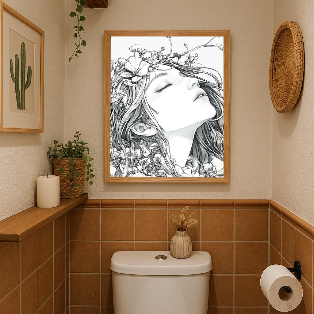 Woman Flower Line Art poster sfeerbeeld 2