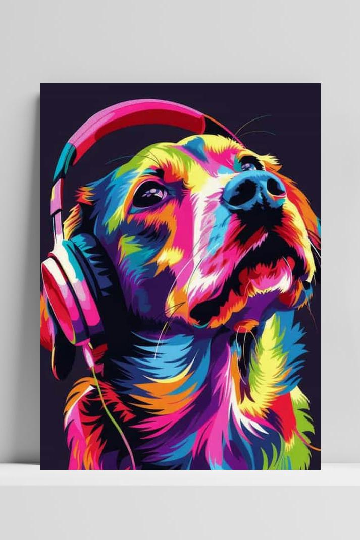 Hond Koptelefoon op 3mm aluminium dibond