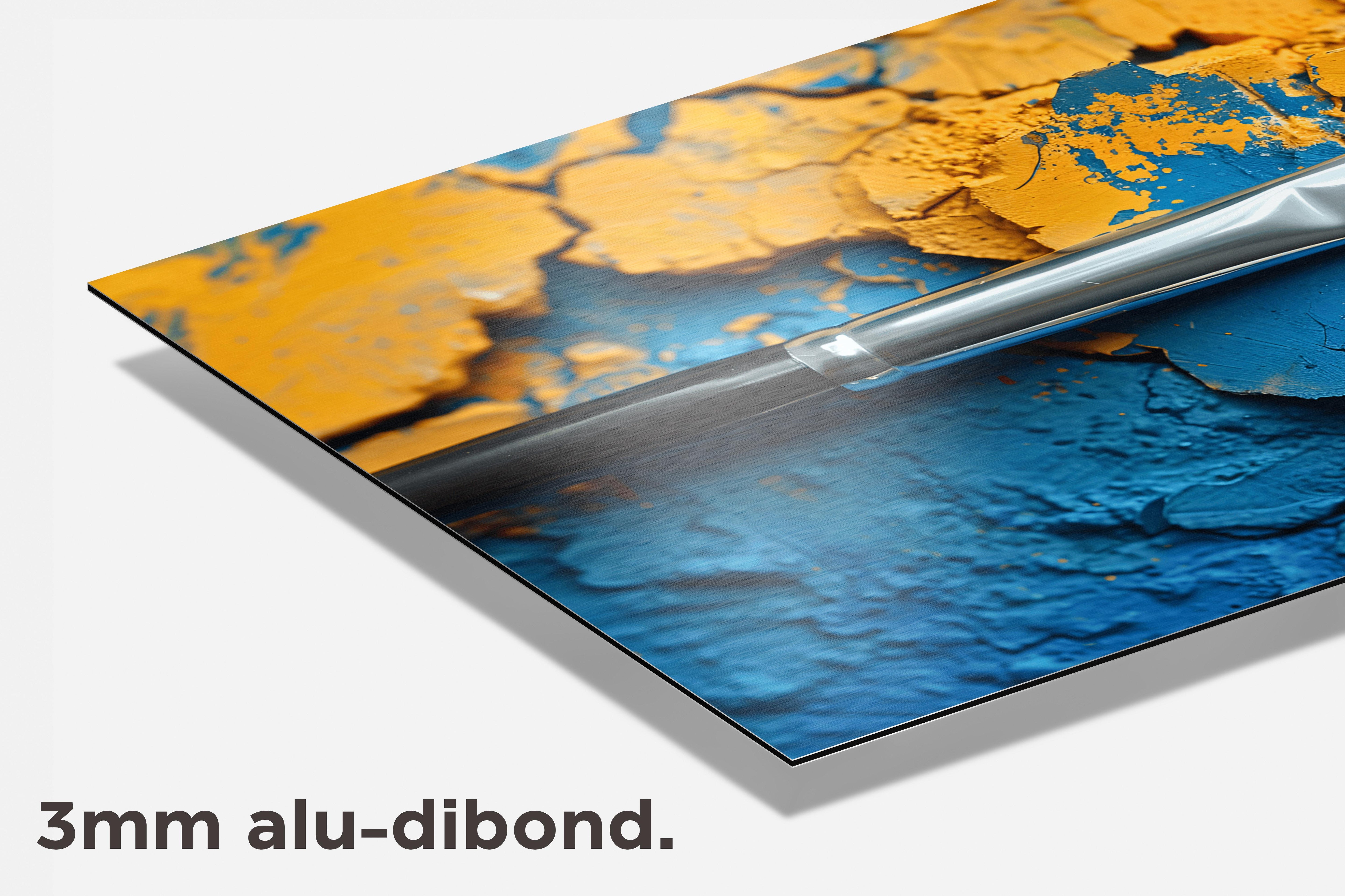 Geel Blauwe Kwast dibond detail