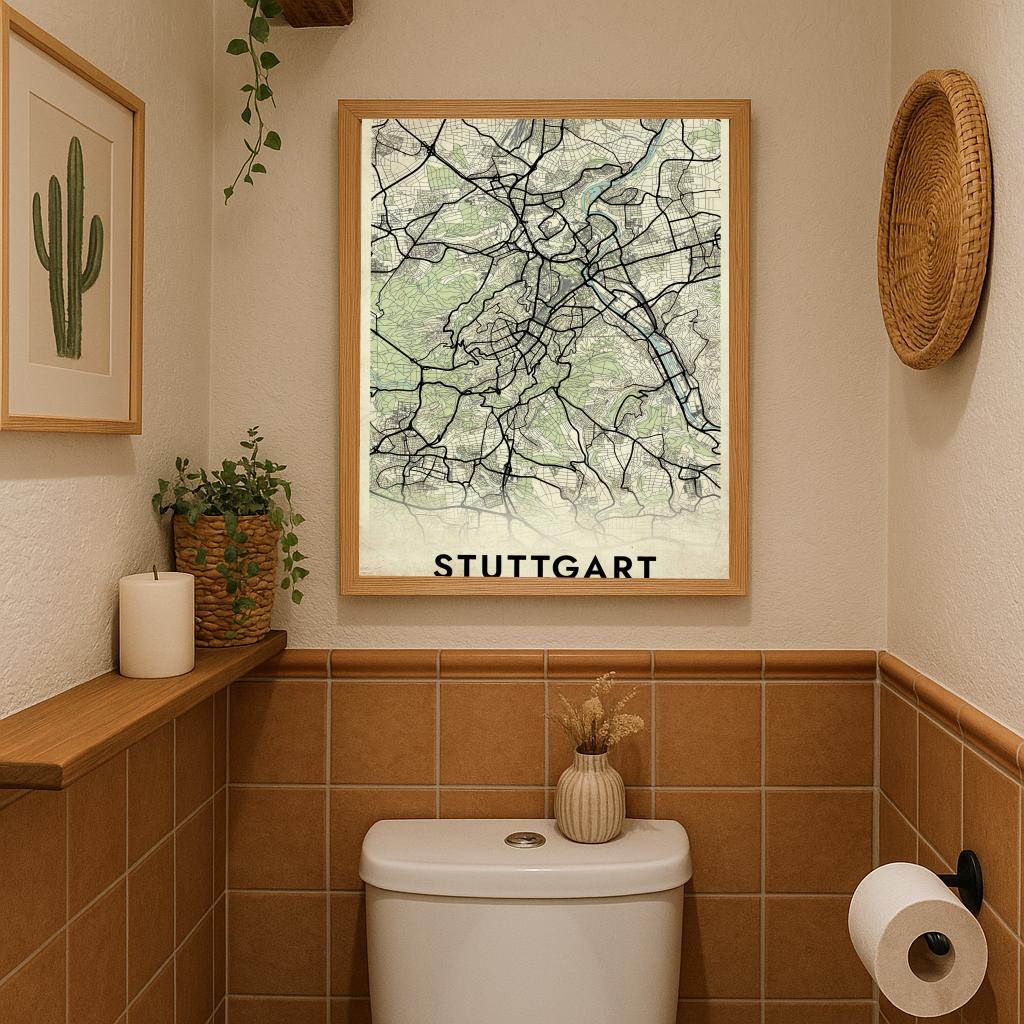 Stuttgart Map Deutschland Vintage poster sfeerbeeld 3