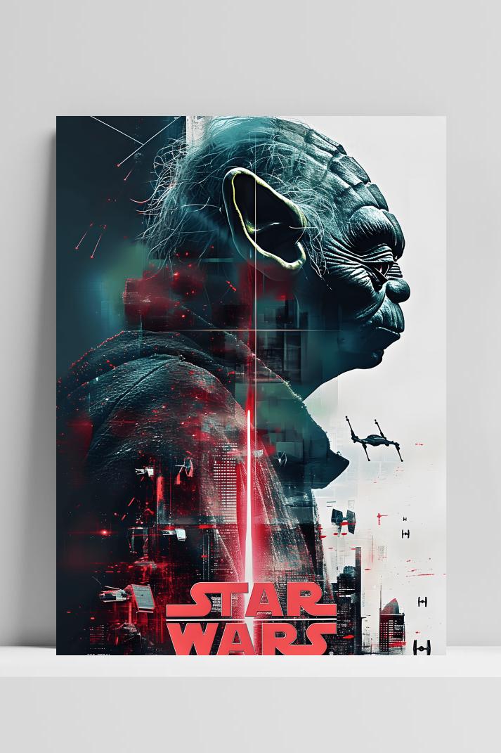 Yoda Star Wars op 3mm aluminium dibond