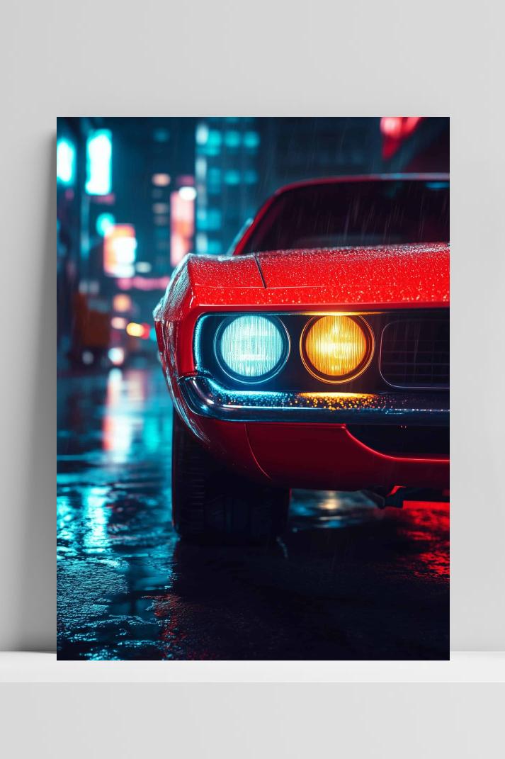 Rode Auto op 3mm aluminium dibond
