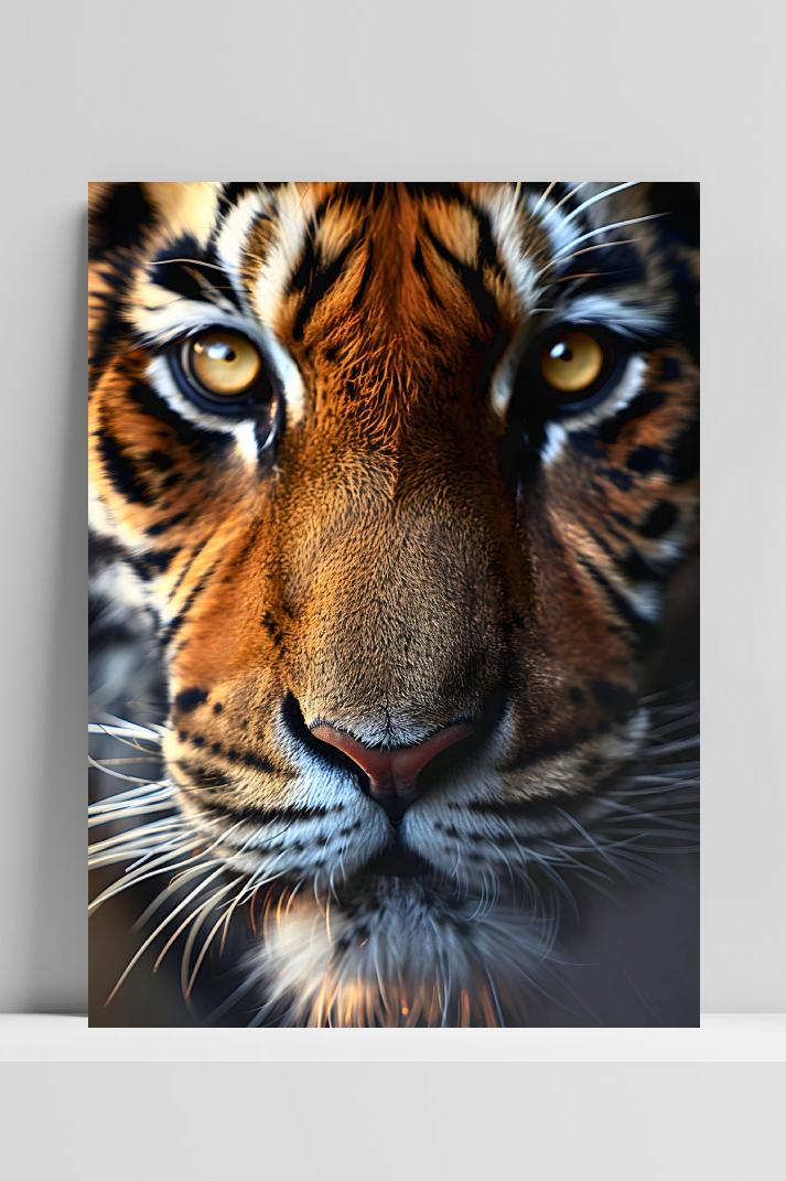 Tijger Close-Up op 3mm aluminium dibond