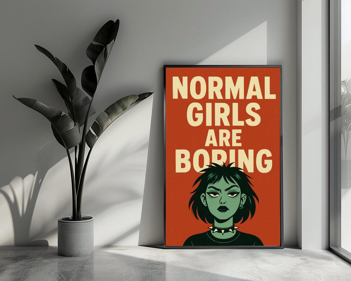 Normal Girls Are Boring Text poster van 25 Artstreet