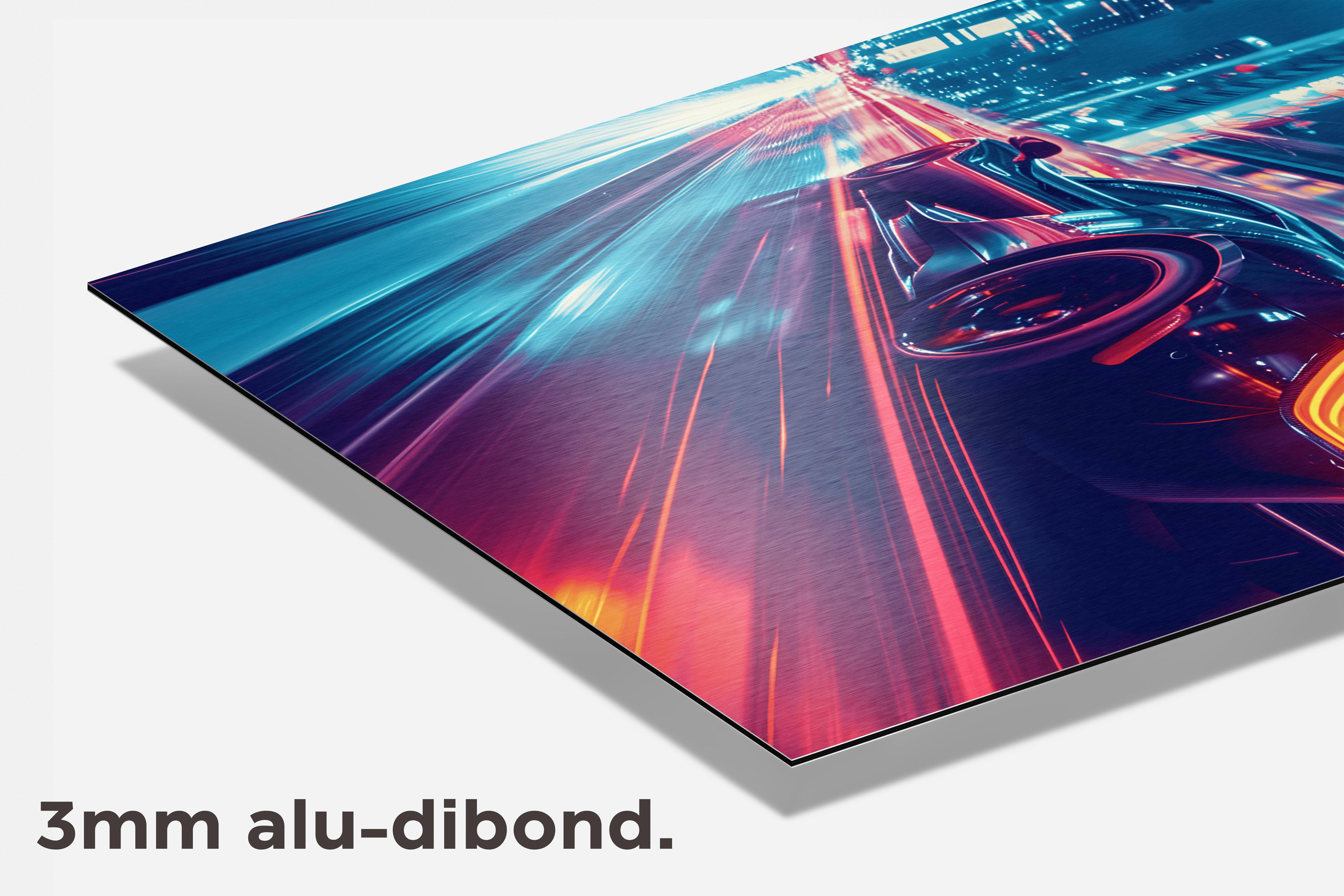 Sportauto Neon Stad dibond detail