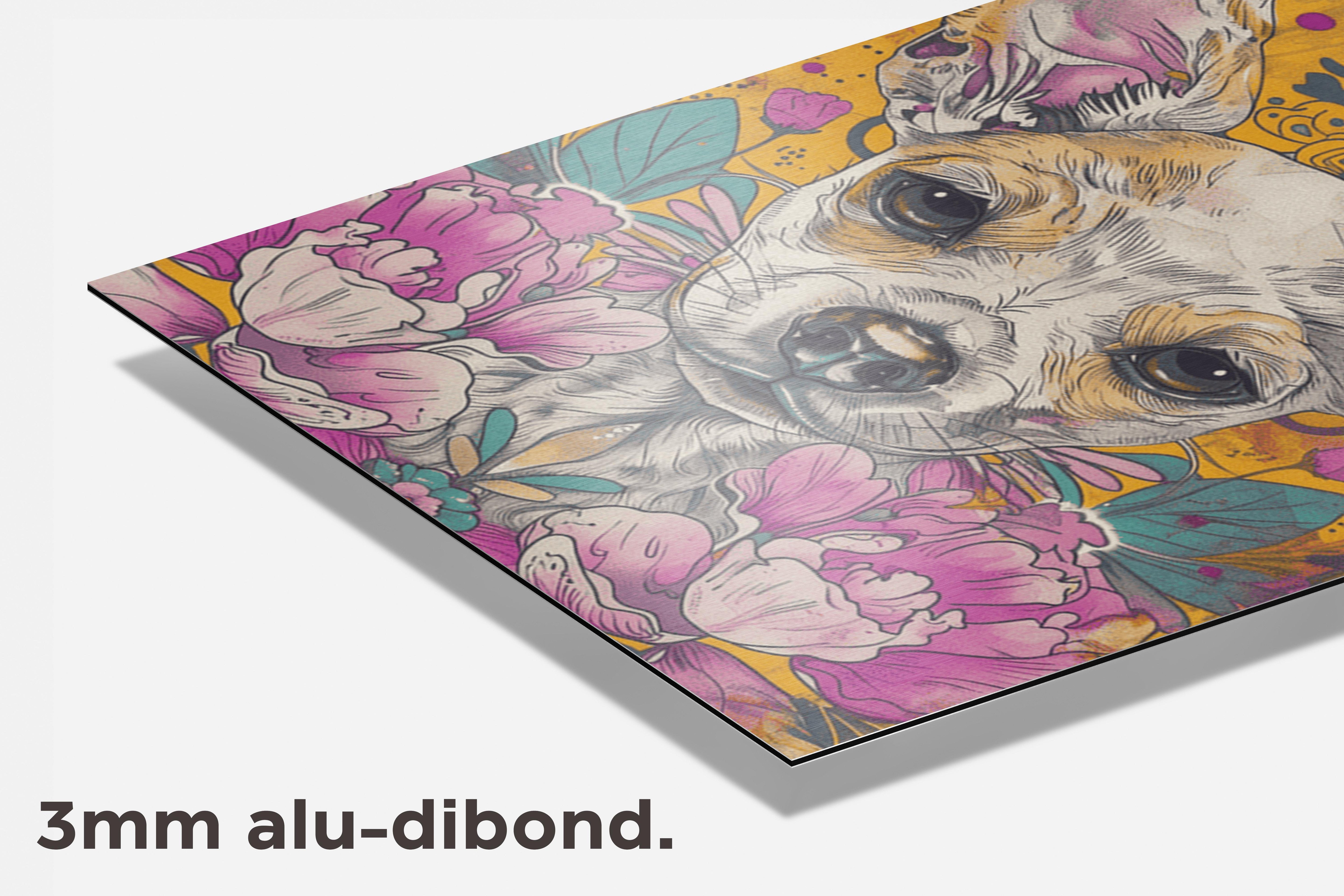 Chihuahua Bloemen dibond detail