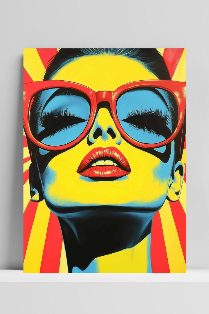 Vrouw Pop Art op 3mm aluminium dibond