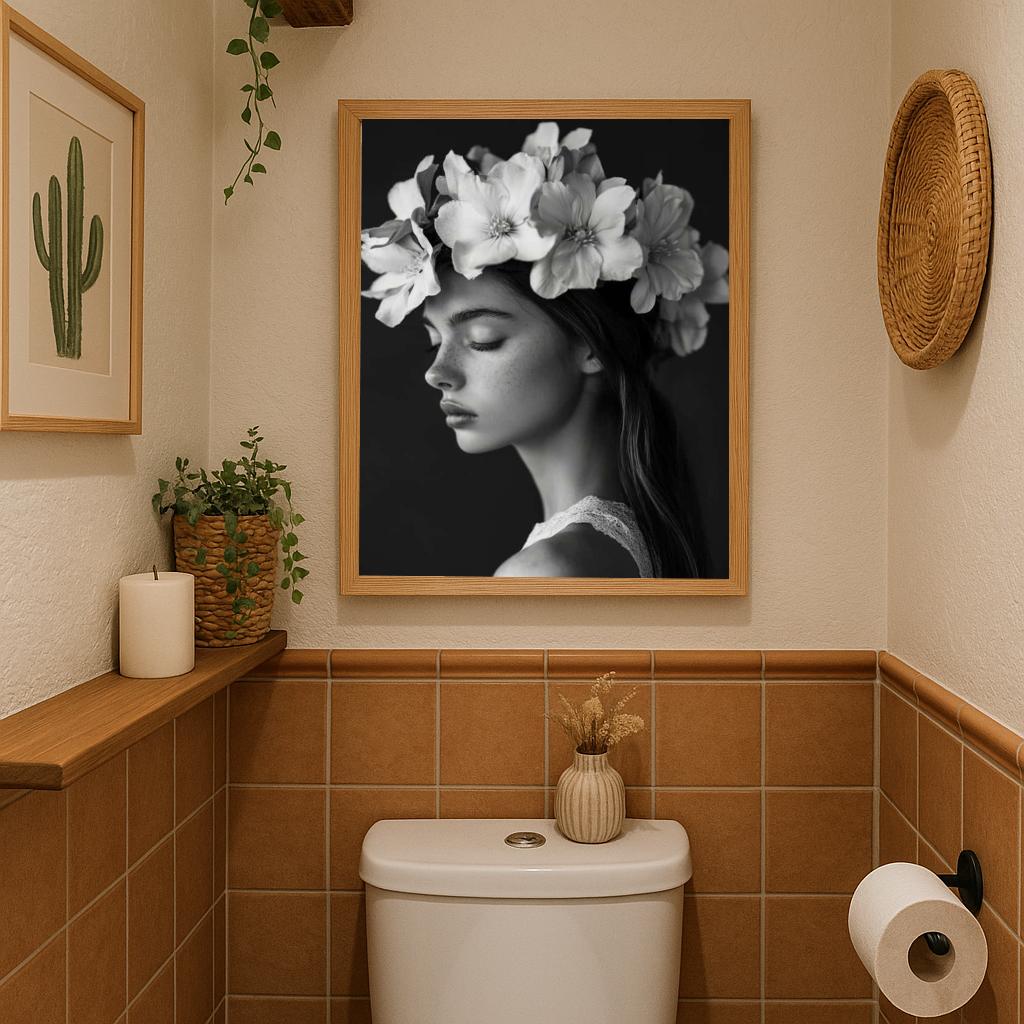 Flowers Woman B&W poster sfeerbeeld 2