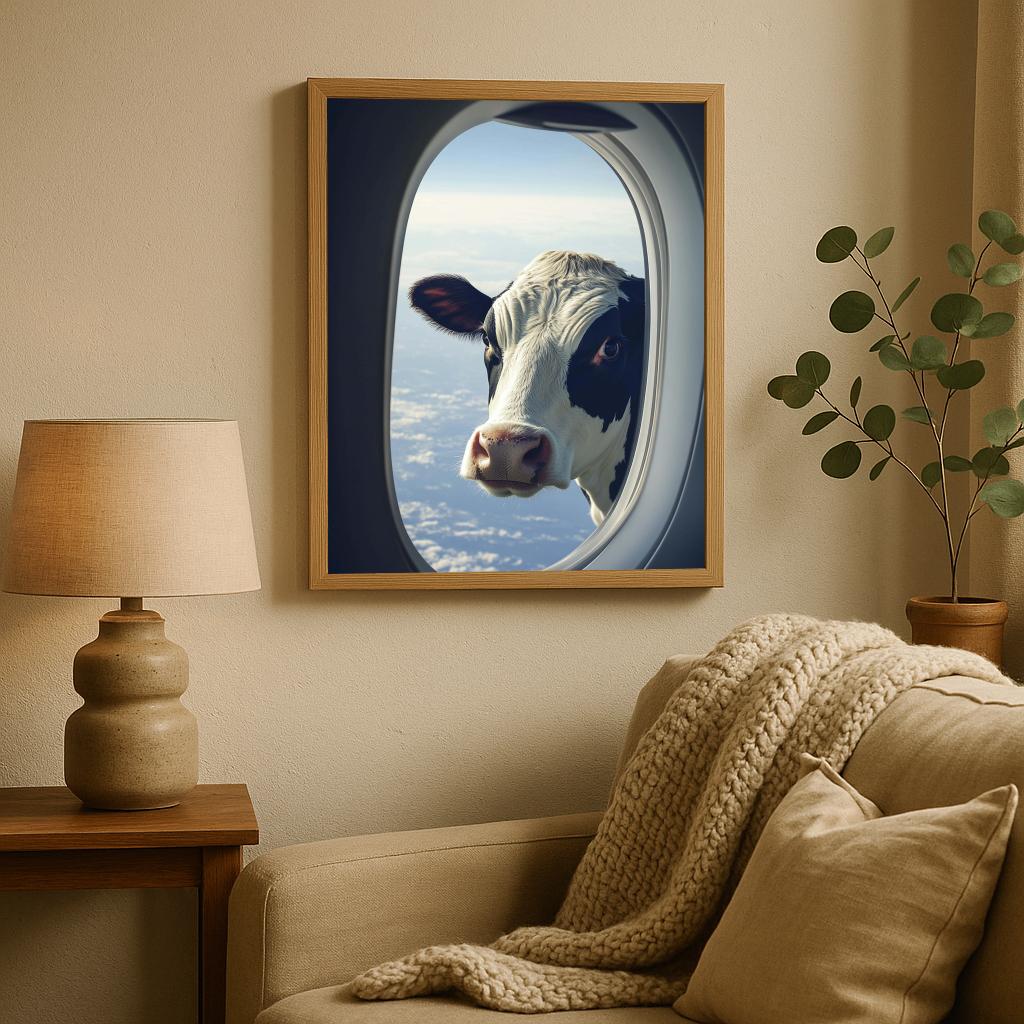 Cow Airplane Window poster sfeerbeeld 1