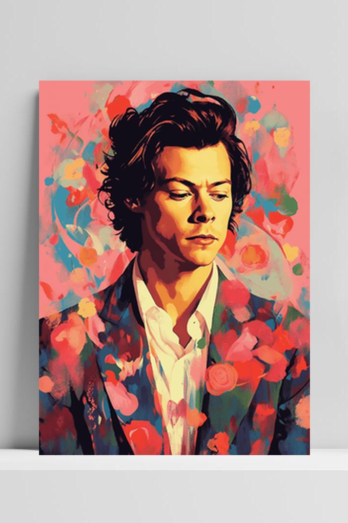 Harry Styles Roze op 3mm aluminium dibond