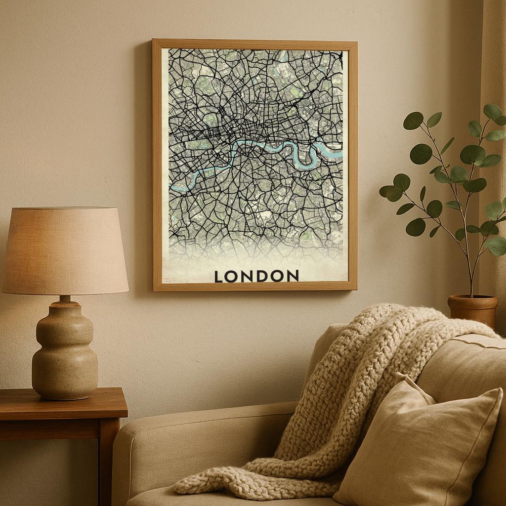 London Map United Kingdom Vintage poster sfeerbeeld 2