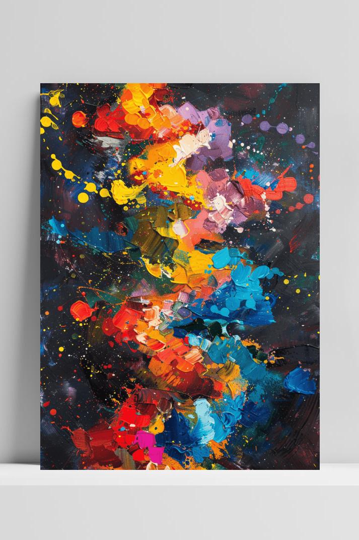 Abstract Aquarel op 3mm aluminium dibond