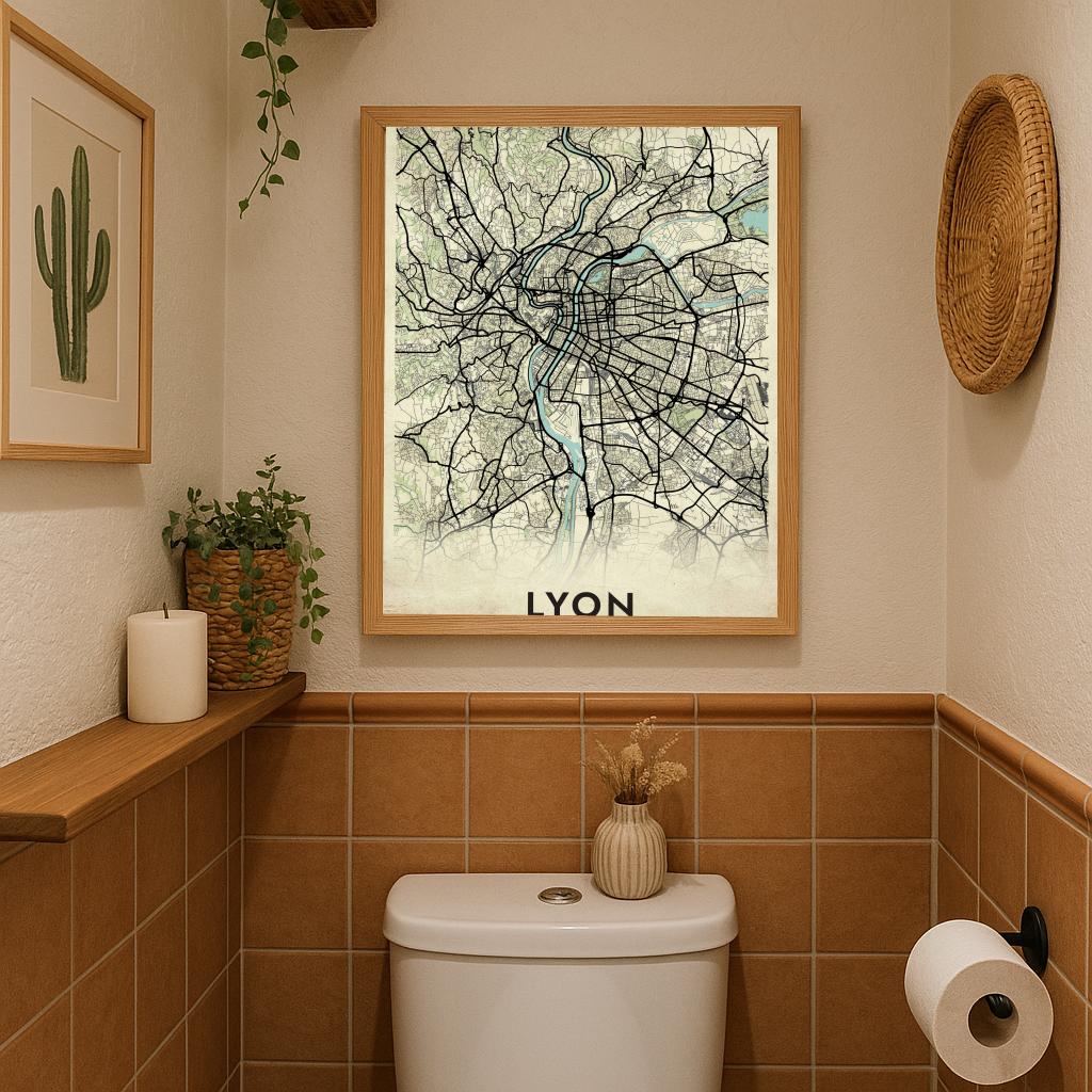 Lyon Map France Vintage poster sfeerbeeld 3