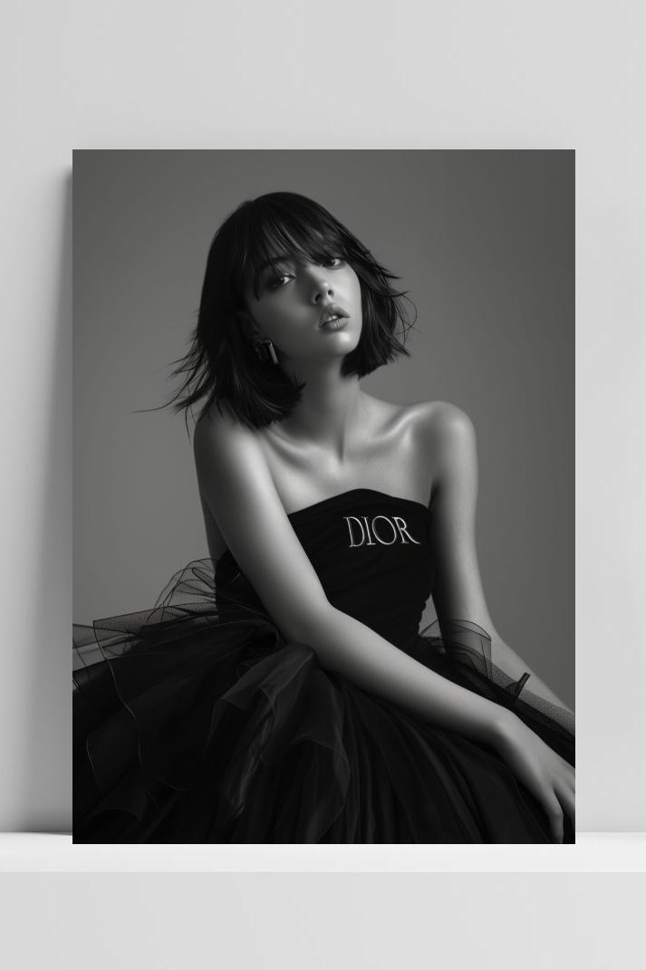 Dior Model B&W op 3mm aluminium dibond