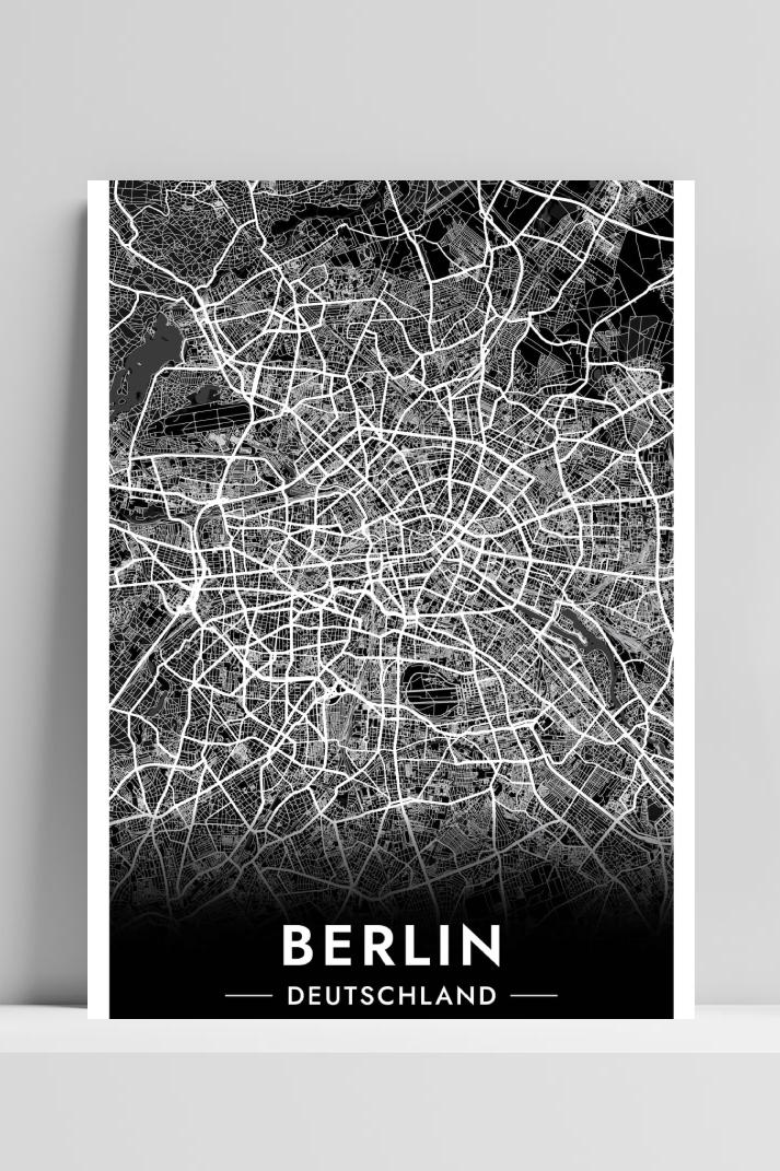 Berlijn Map op 3mm aluminium dibond
