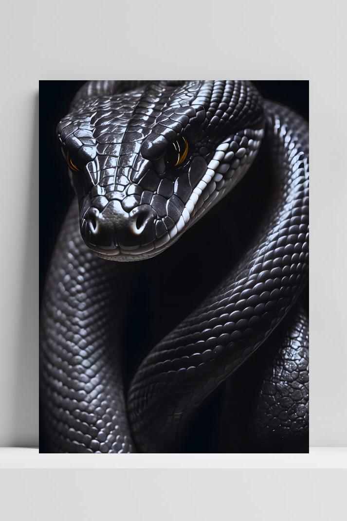 Zwarte Cobra op 3mm aluminium dibond