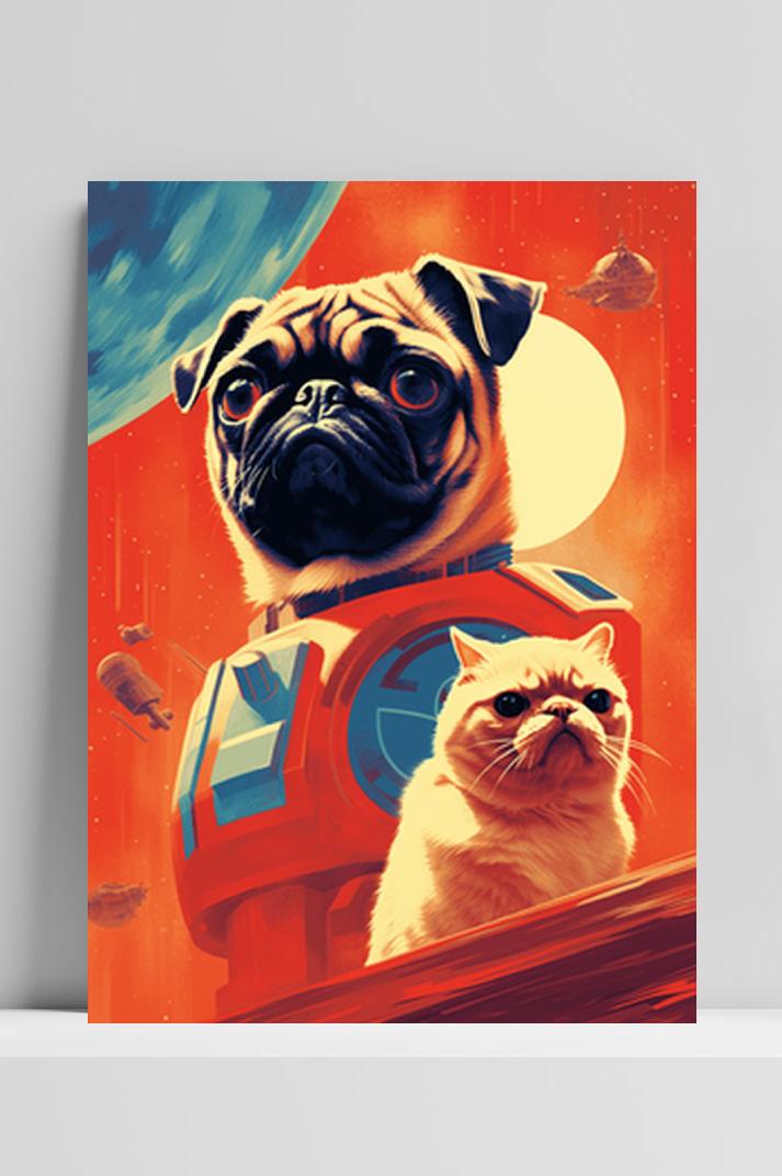 Mopshond Poster op 3mm aluminium dibond