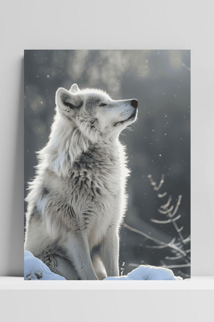 Wolf op 3mm aluminium dibond