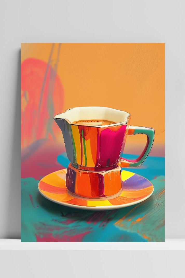 Italiaanse Koffie Kleurrijk op 3mm aluminium dibond