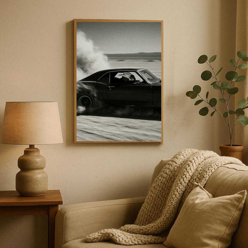 Cowboy Car B&W poster sfeerbeeld 2