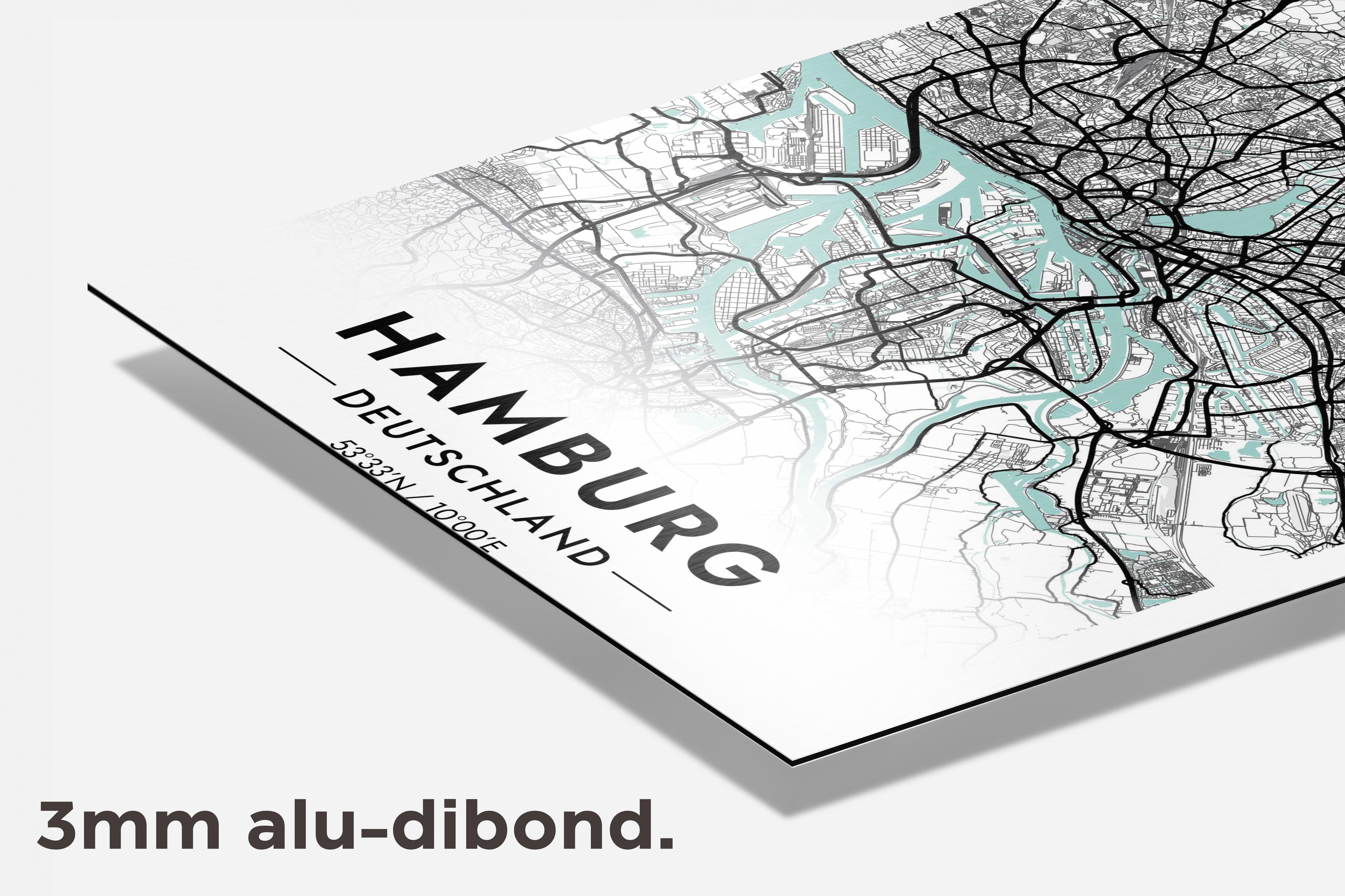 Hamburg Kaart Duitsland dibond detail
