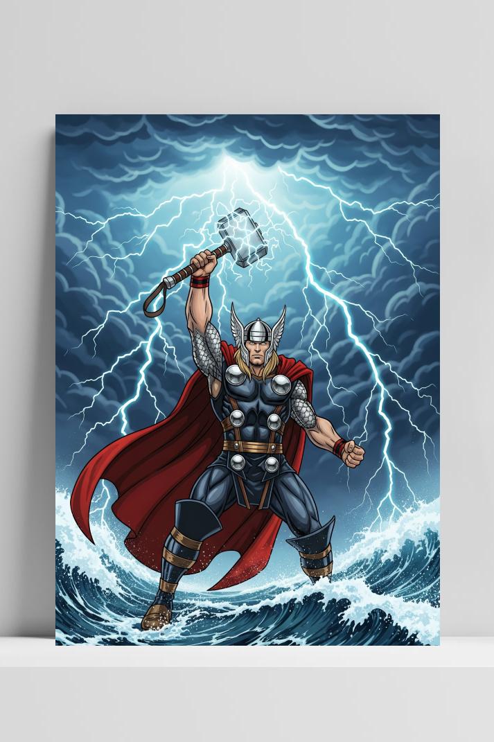 Thor Cartoon poster van 25 Artstreet